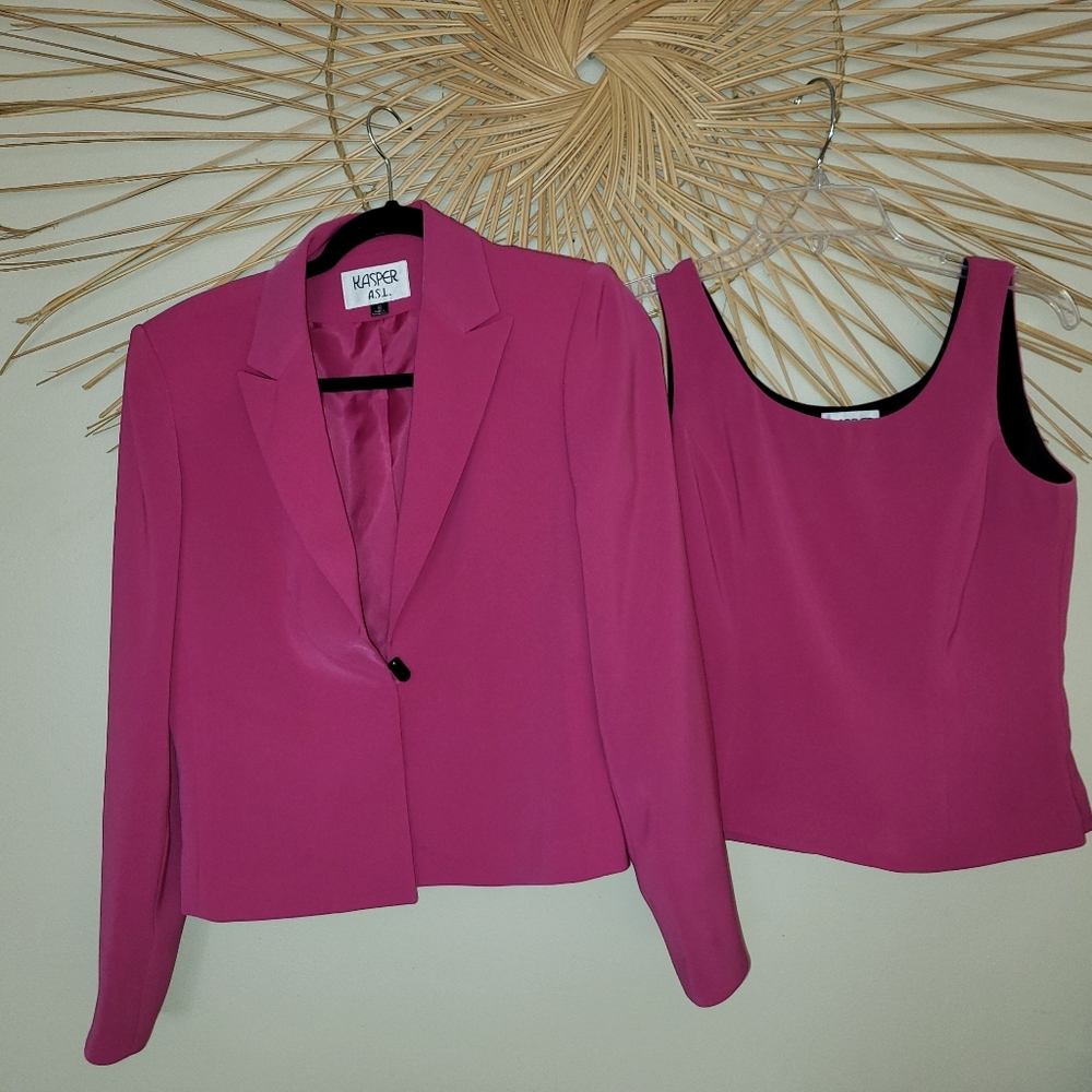 Kasper Magenta Blazer and Tank Set